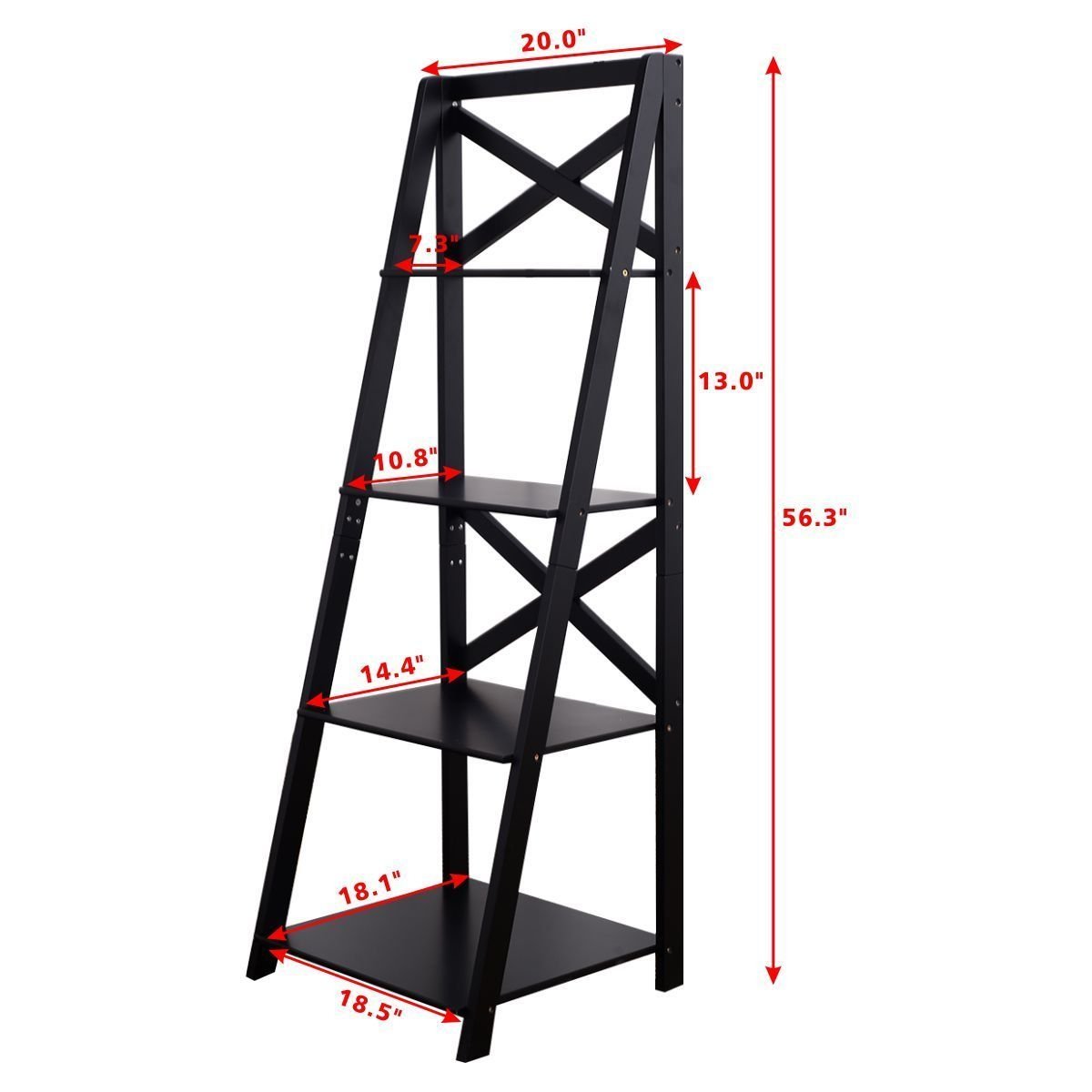 4-Tier Ladder Space-saving Bookshelf, Black Bookcases   at Gallery Canada