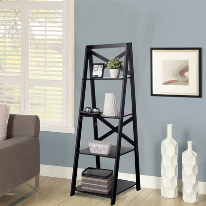 4-Tier Ladder Space-saving Bookshelf, Black - Gallery Canada