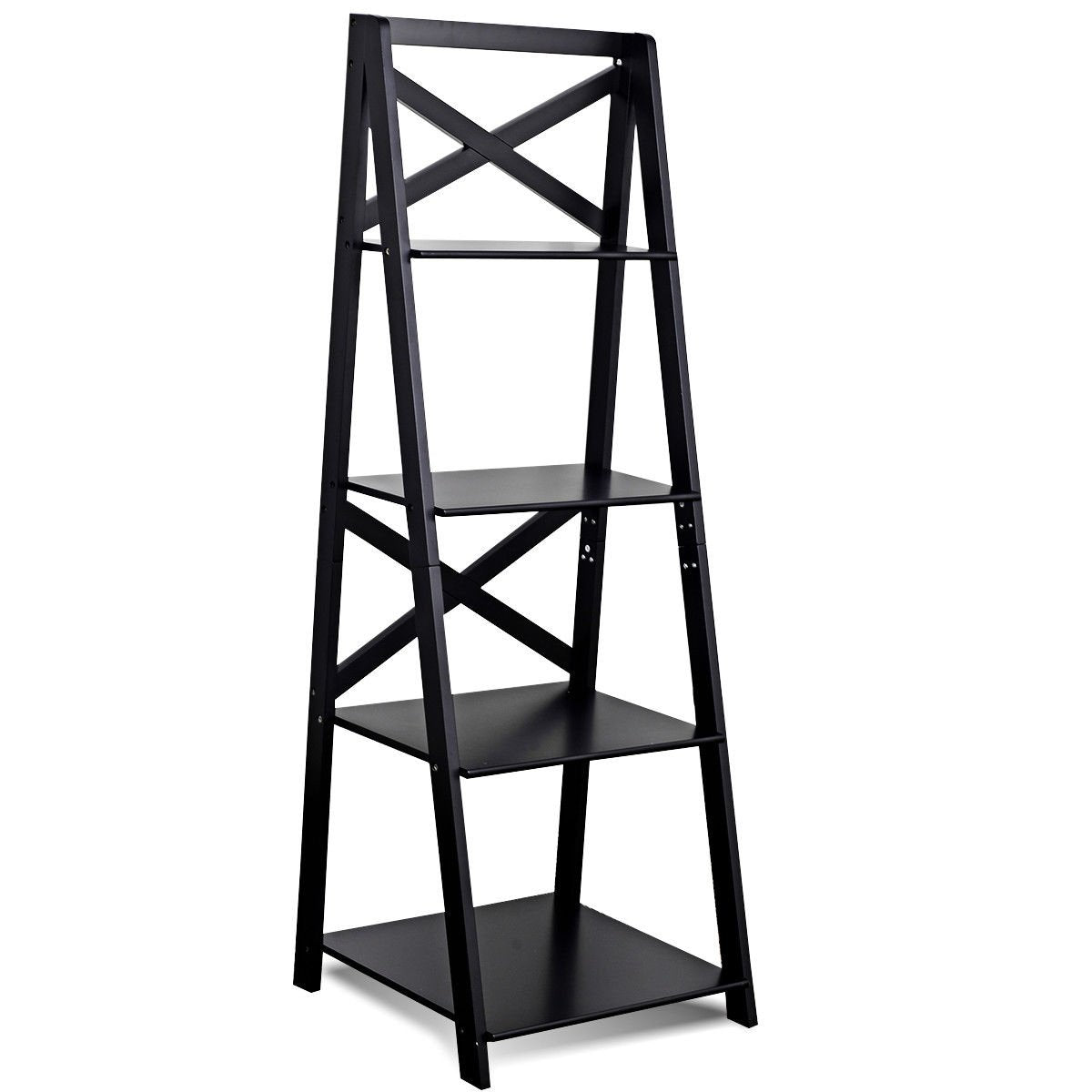 4-Tier Ladder Space-saving Bookshelf, Black Bookcases   at Gallery Canada