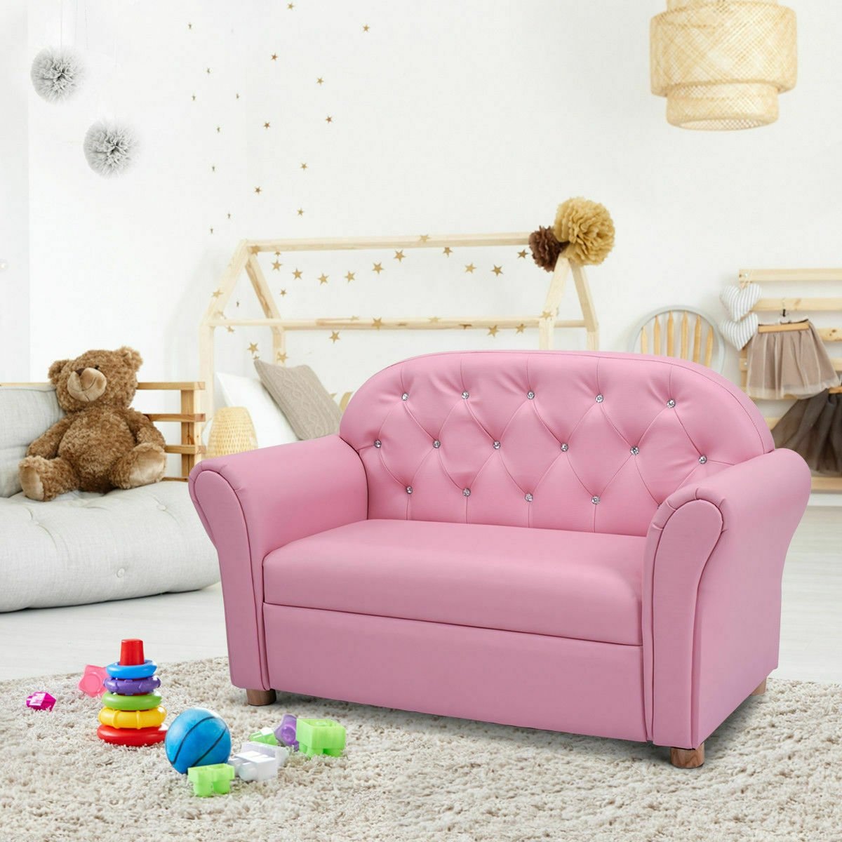 Kids Princess Armrest Chair Lounge Couch, Pink Kids Chairs & Seating   at Gallery Canada