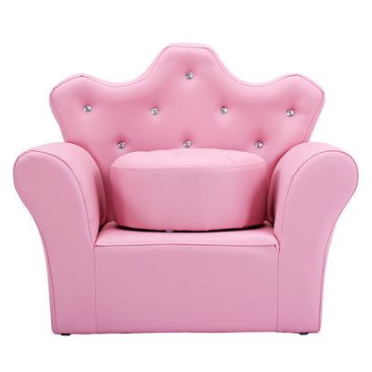 Children Upholstered Princess Sofa with Ottoman and Diamond Decoration for Boys and Girls, Pink Kids Chairs & Seating   at Gallery Canada