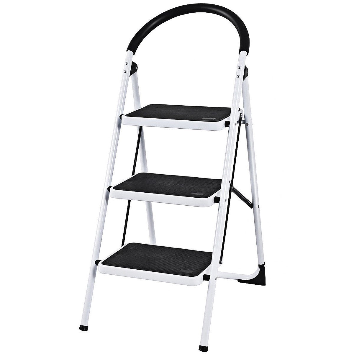 Heavy Duty Industrial Lightweight Folding Stool 3 Step Ladder, Black Ladders   at Gallery Canada