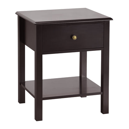 Nightstand End Table with Drawer and Shelf, Brown Nightstands   at Gallery Canada