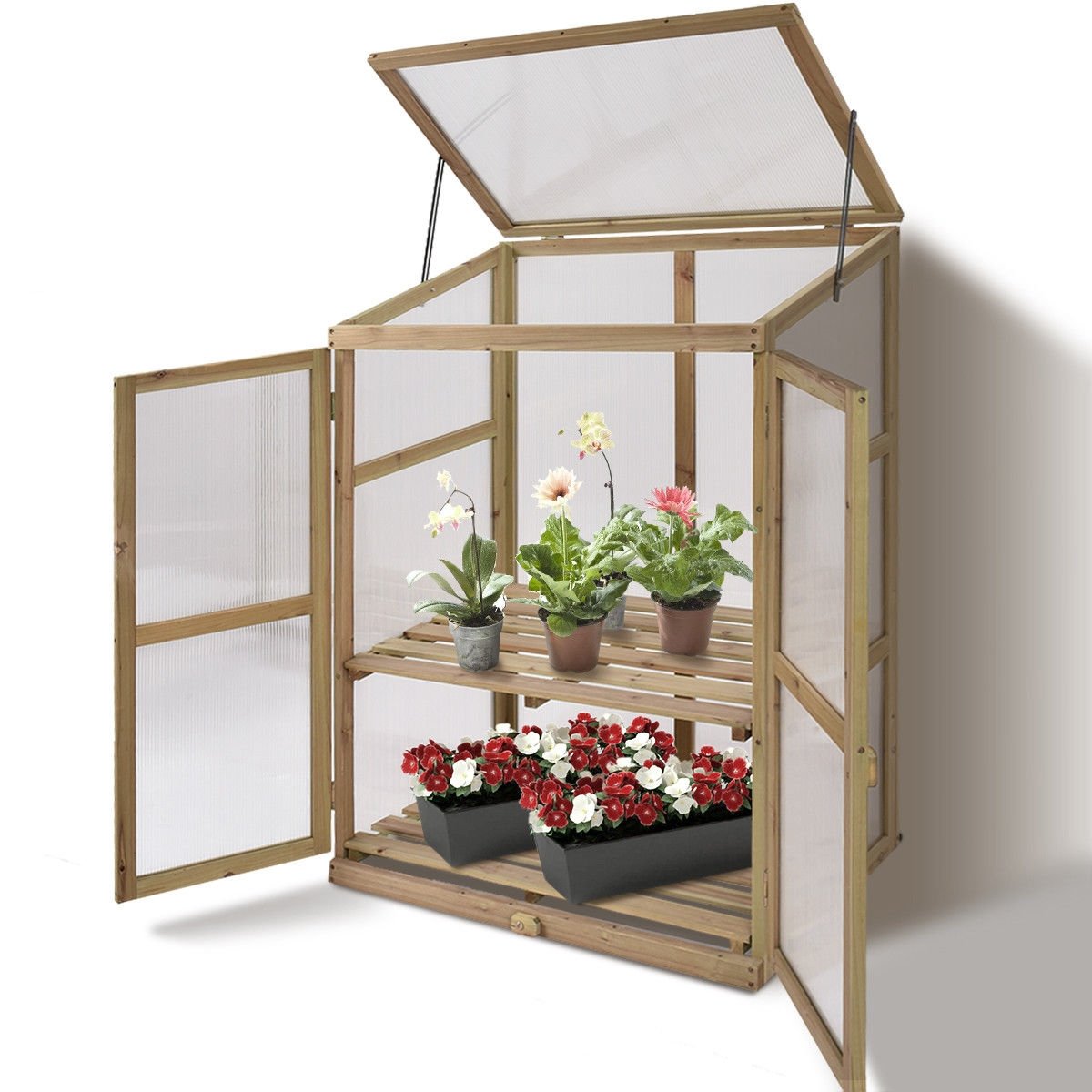 Garden Portable Wooden Raised Plants Greenhouse, Gray Greenhouses   at Gallery Canada