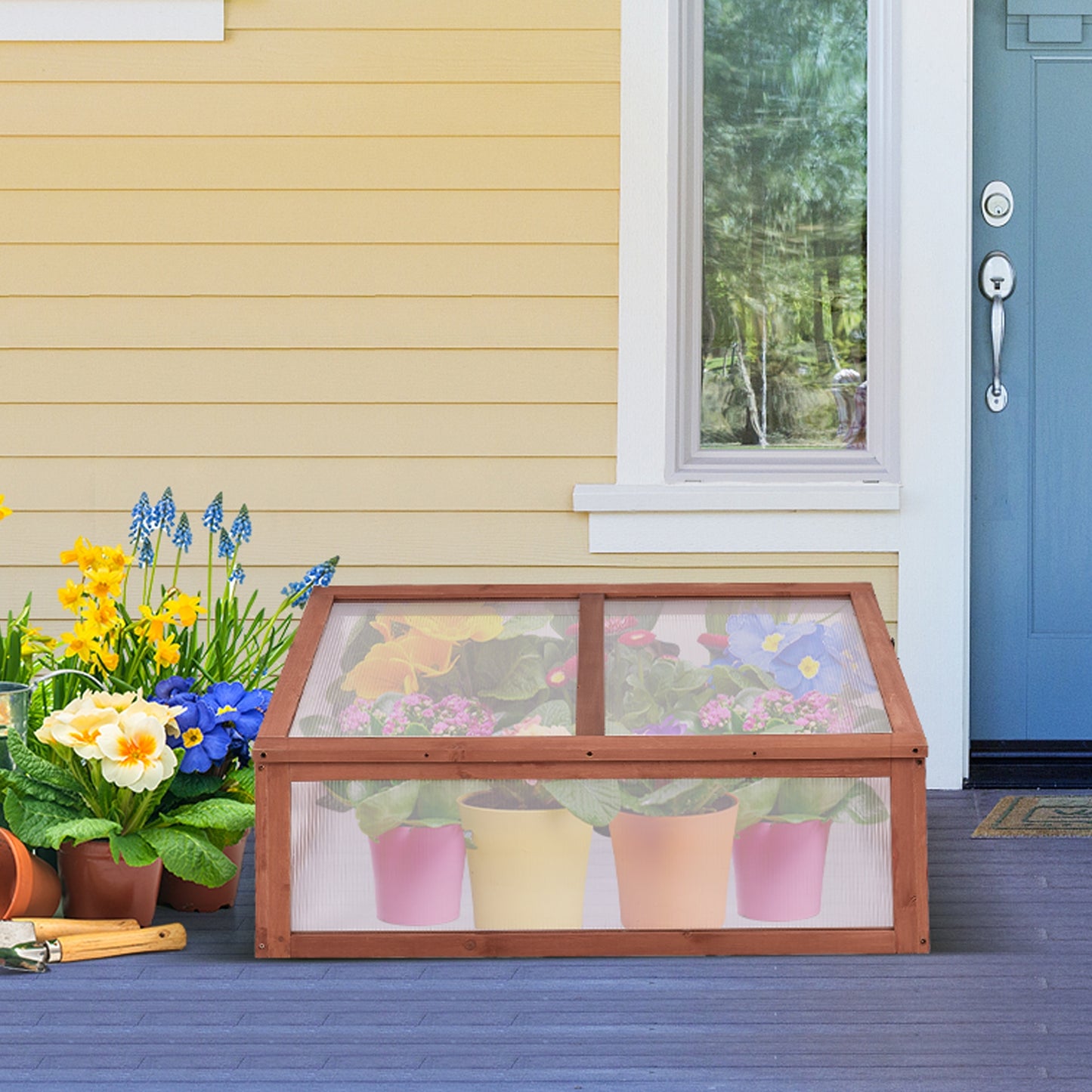 Outdoor Indoor Garden Portable Wooden Greenhouse, Brown Greenhouses   at Gallery Canada