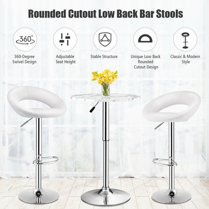 Set Of 2 Bar Stools Adjustable PU Leather Barstools Swivel Pub Chairs, White Bar Stools   at Gallery Canada