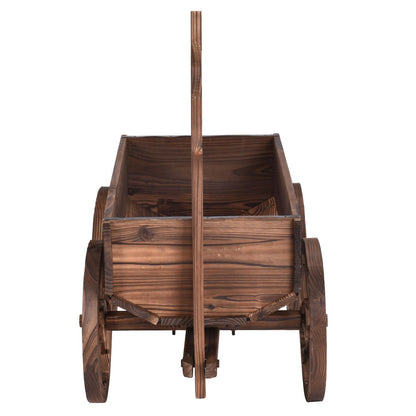 Wood Wagon Planter Pot Stand with Wheels, Natural Raised Garden Beds   at Gallery Canada