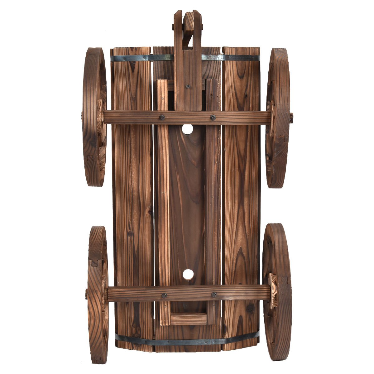 Wood Wagon Planter Pot Stand with Wheels, Natural Raised Garden Beds   at Gallery Canada