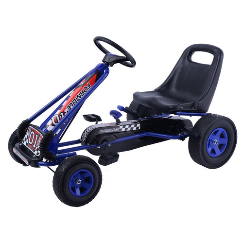 4 Wheels Kids Ride On Pedal Powered Bike Go Kart Racer Car Outdoor Play Toy, Blue