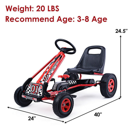 4 Wheels Kids Ride On Pedal Powered Bike Go Kart Racer Car Outdoor Play Toy, Red - Gallery Canada