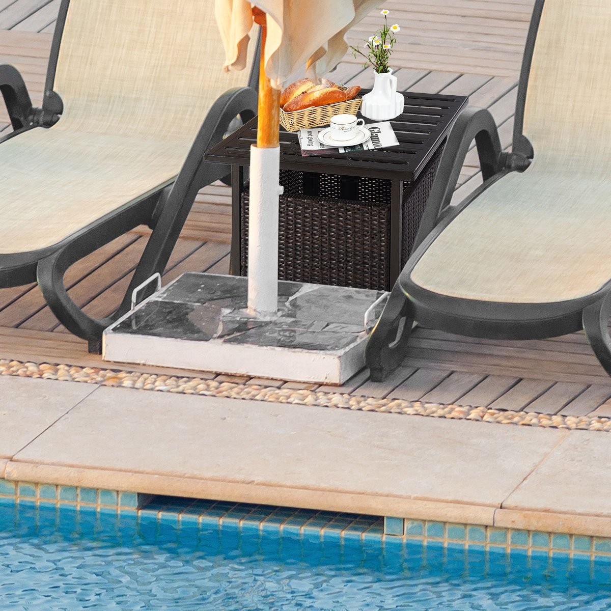 Outdoor Patio Rattan Wicker Steel Side Deck Table, Brown Patio Tables   at Gallery Canada