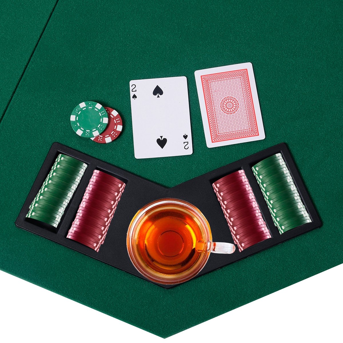 48 Inch 8 Players Octagon Fourfold Poker Table Top, Green - Gallery Canada