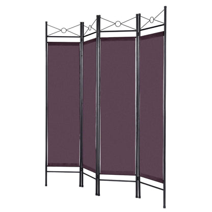 4 Panels Metal Frame Room Private Folding Screen, Brown Room Dividers   at Gallery Canada
