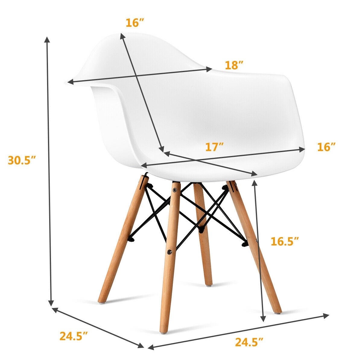 Set of 2 Mid-Century Modern Molded Dining Arm Side Chairs, White - Gallery Canada