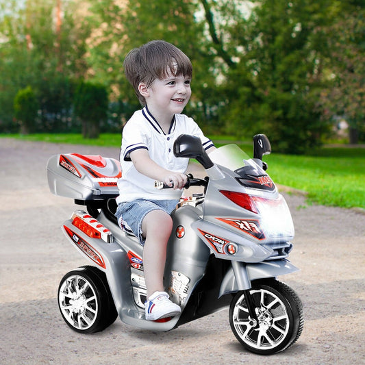 6V Powered 3 Wheels Kids Electric Ride-on Toy Motorcycle, Gray - Gallery Canada