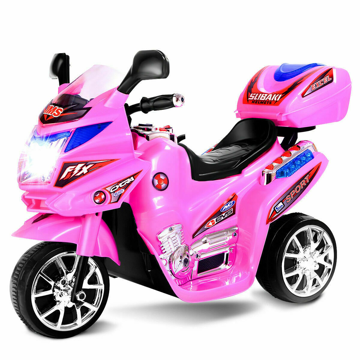 6V Powered 3 Wheels Kids Electric Ride-on Toy Motorcycle, Pink Powered Ride On Toys   at Gallery Canada