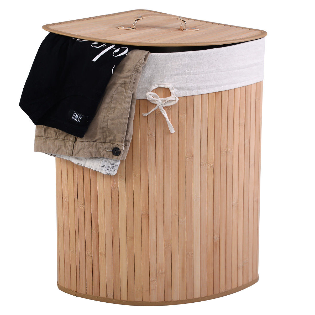 Corner Bamboo Hamper Laundry Basket, Natural Laundry Baskets   at Gallery Canada