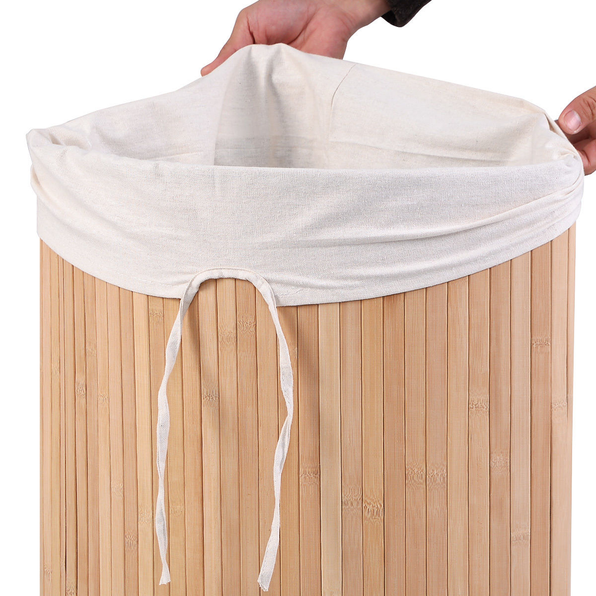 Corner Bamboo Hamper Laundry Basket, Natural Laundry Baskets   at Gallery Canada