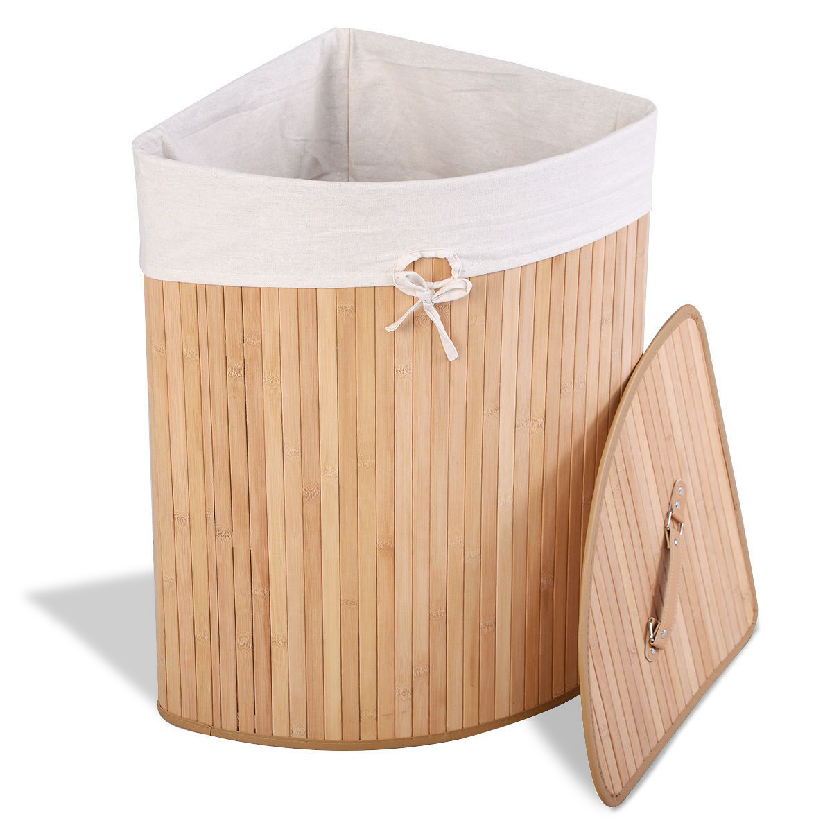 Corner Bamboo Hamper Laundry Basket, Natural - Gallery Canada