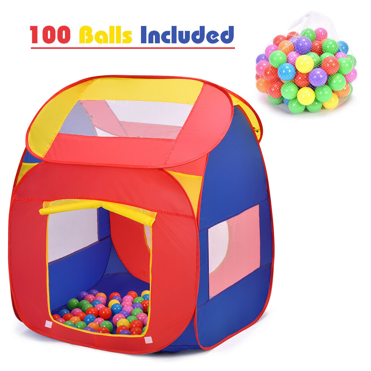 Portable Kid Play House Toy Tent with 100 Balls, Multicolor Play Tents & Playhouse   at Gallery Canada