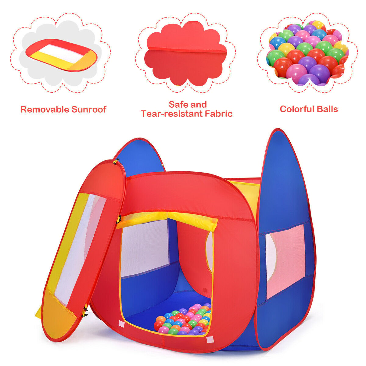 Portable Kid Play House Toy Tent with 100 Balls, Multicolor Play Tents & Playhouse   at Gallery Canada