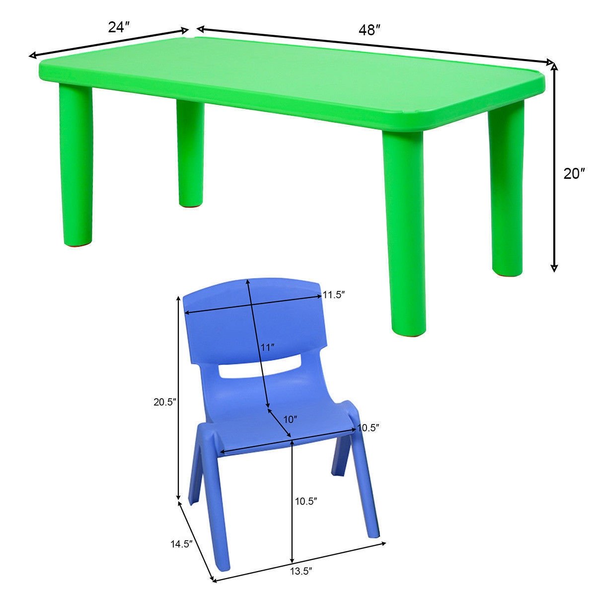 Kids Colorful Plastic Table and 4 Chairs Set, Multicolor Kids Table & Chair Sets   at Gallery Canada