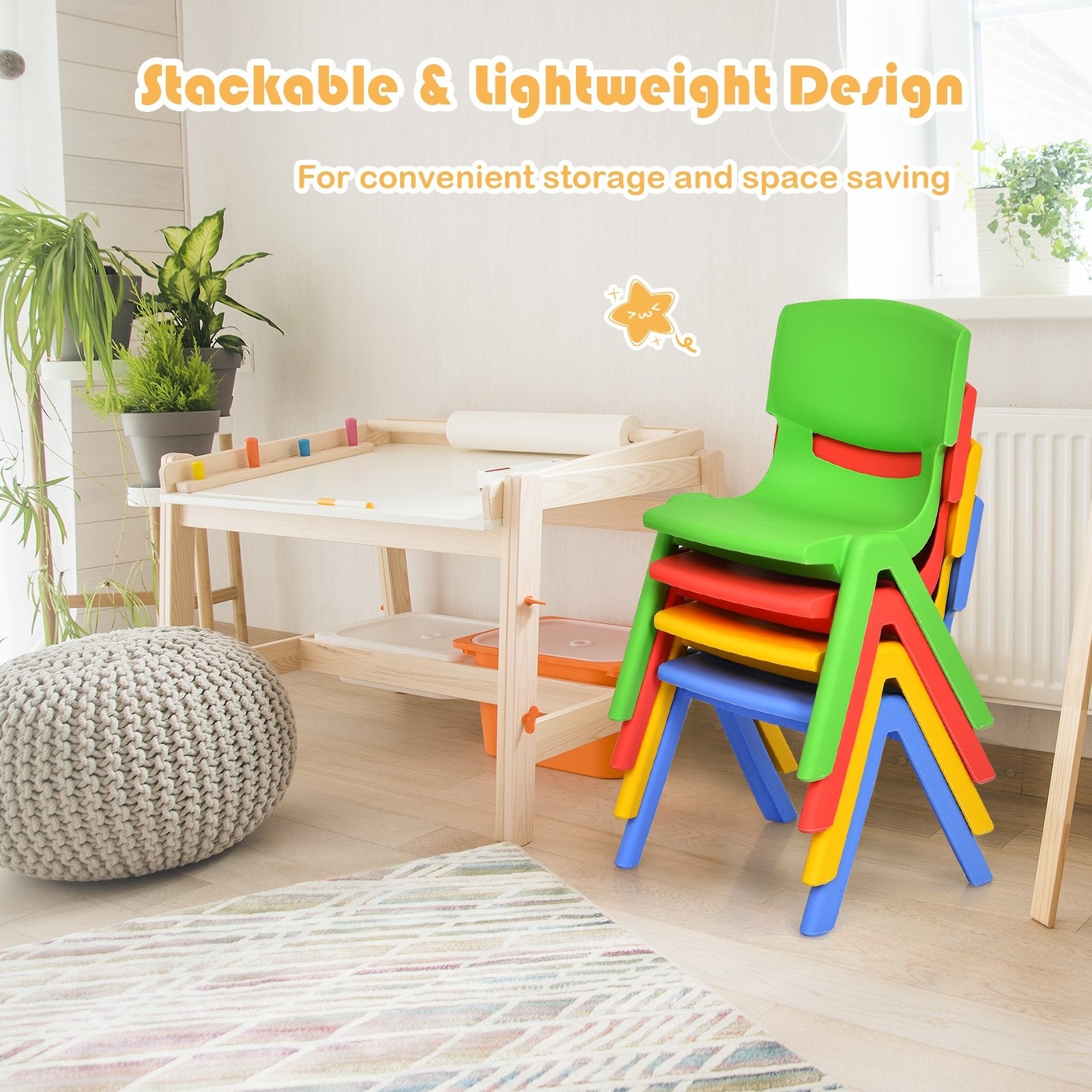 Kids Colorful Plastic Table and 4 Chairs Set, Multicolor Kids Table & Chair Sets   at Gallery Canada