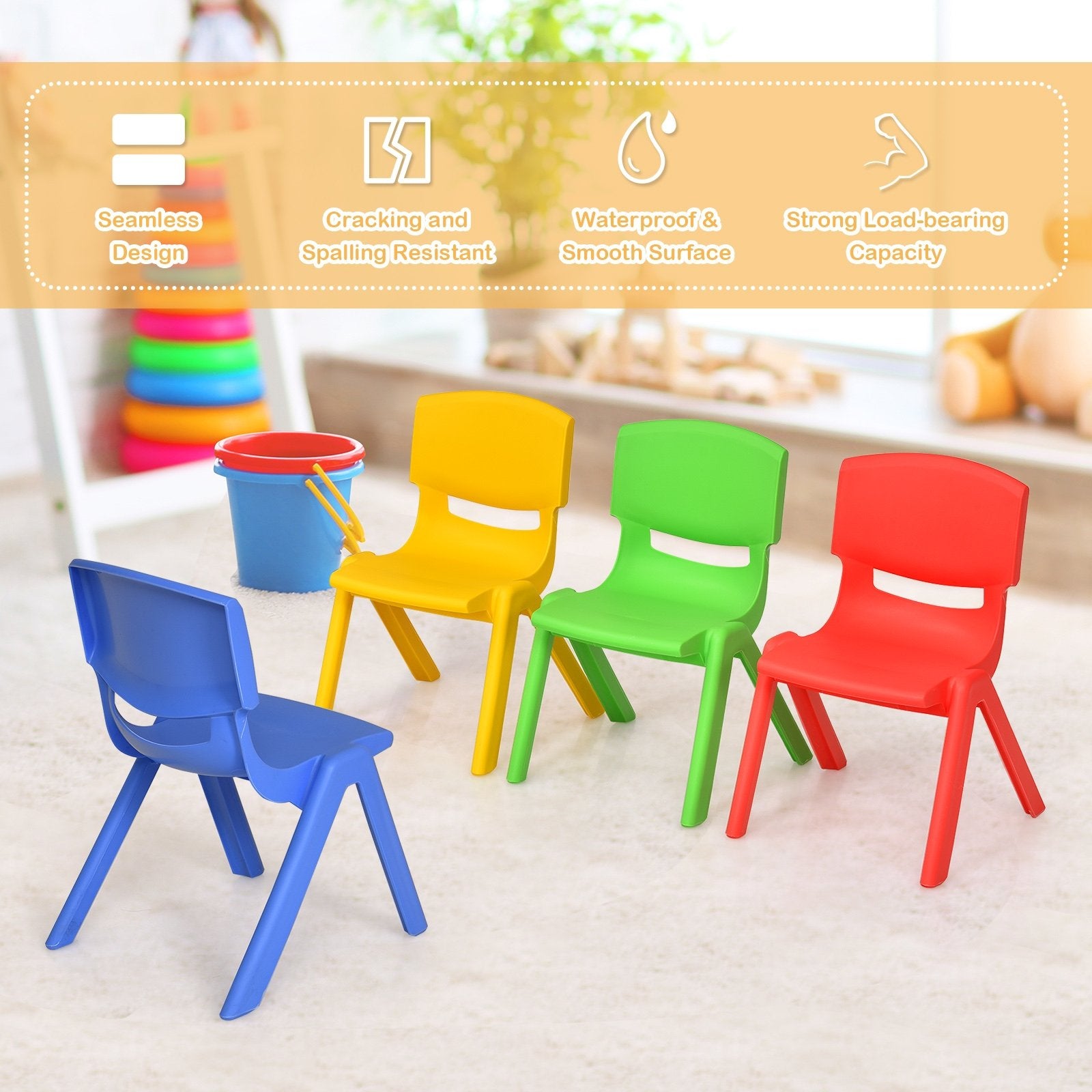 Kids Colorful Plastic Table and 4 Chairs Set, Multicolor Kids Table & Chair Sets   at Gallery Canada