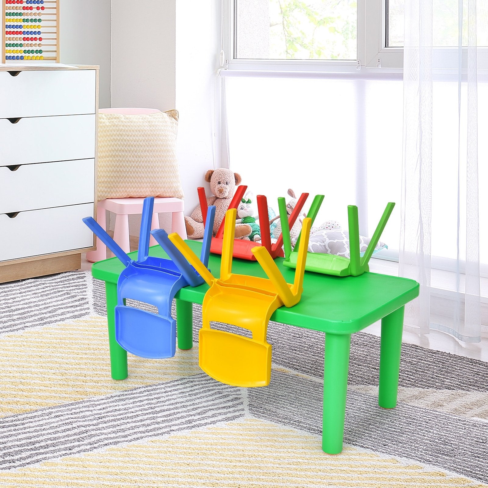 Kids Colorful Plastic Table and 4 Chairs Set, Multicolor Kids Table & Chair Sets   at Gallery Canada