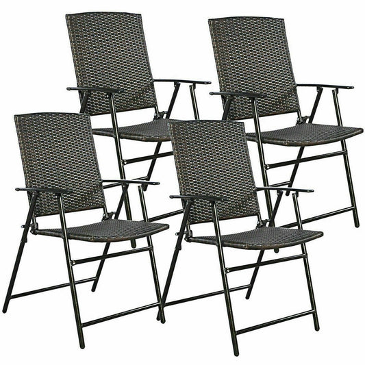 Set of 4 Rattan Folding Chairs, Brown - Gallery Canada