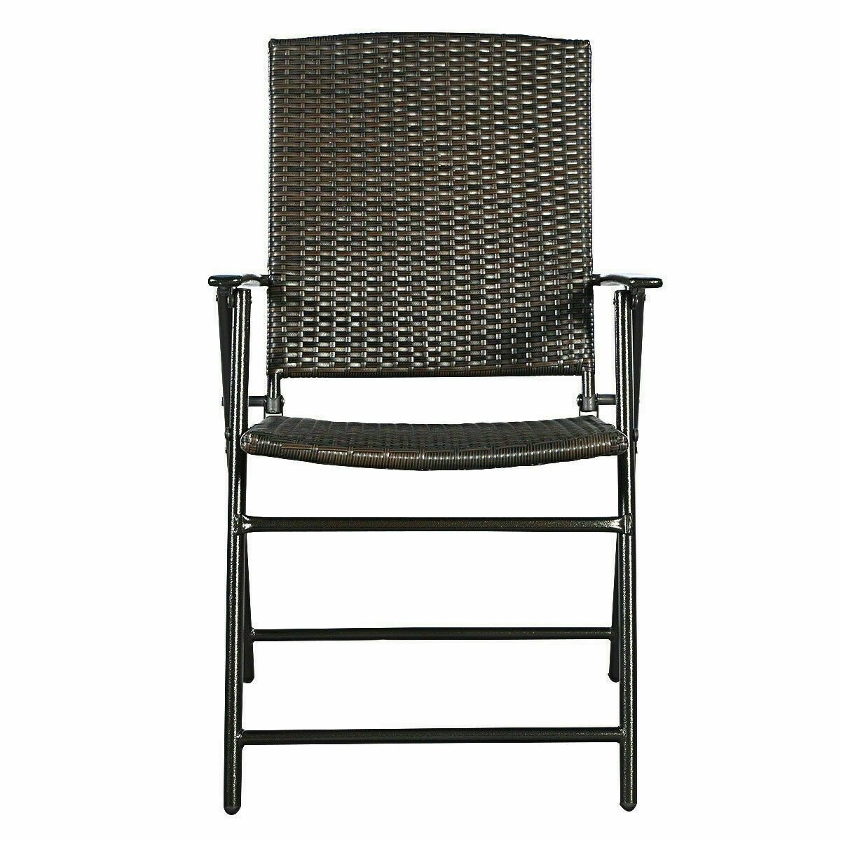 Set of 4 Rattan Folding Chairs, Brown Patio Dining Chairs   at Gallery Canada