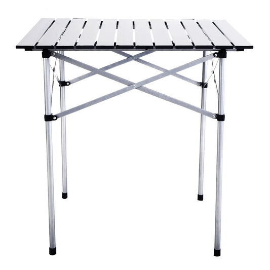 Roll Up Portable folding Camping Aluminum Picnic Table, Silver - Gallery Canada