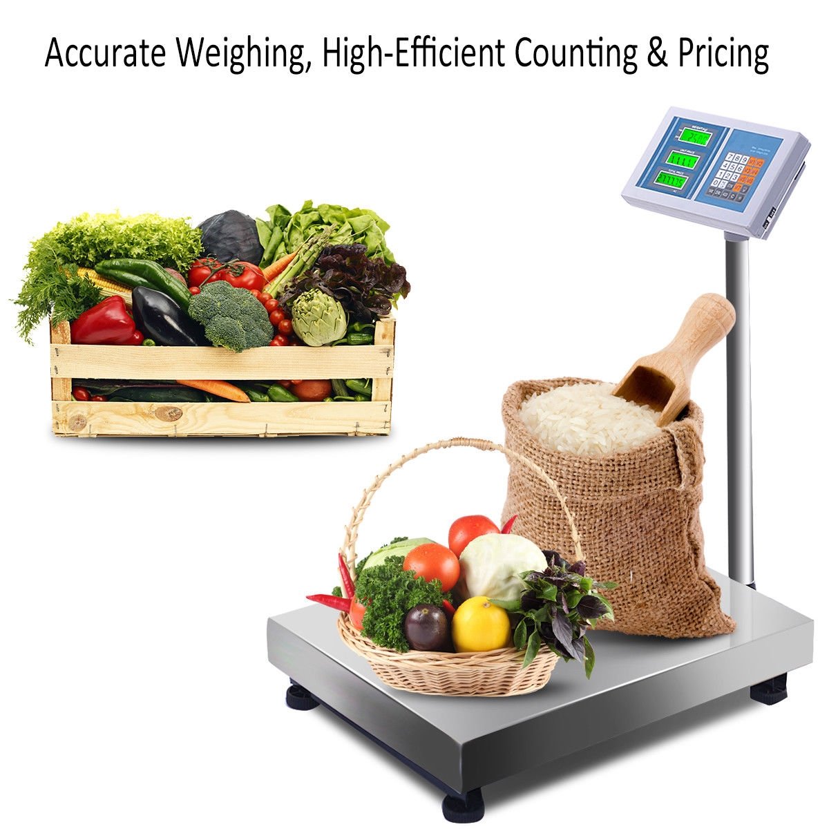 660 lbs Weight Computing Digital Floor Platform Scale, White Kitchen Tools   at Gallery Canada