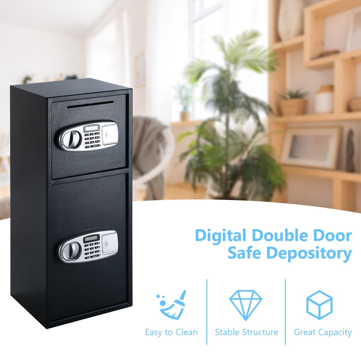 Digital Safe Box with 2 Doors, Black Safe Box   at Gallery Canada