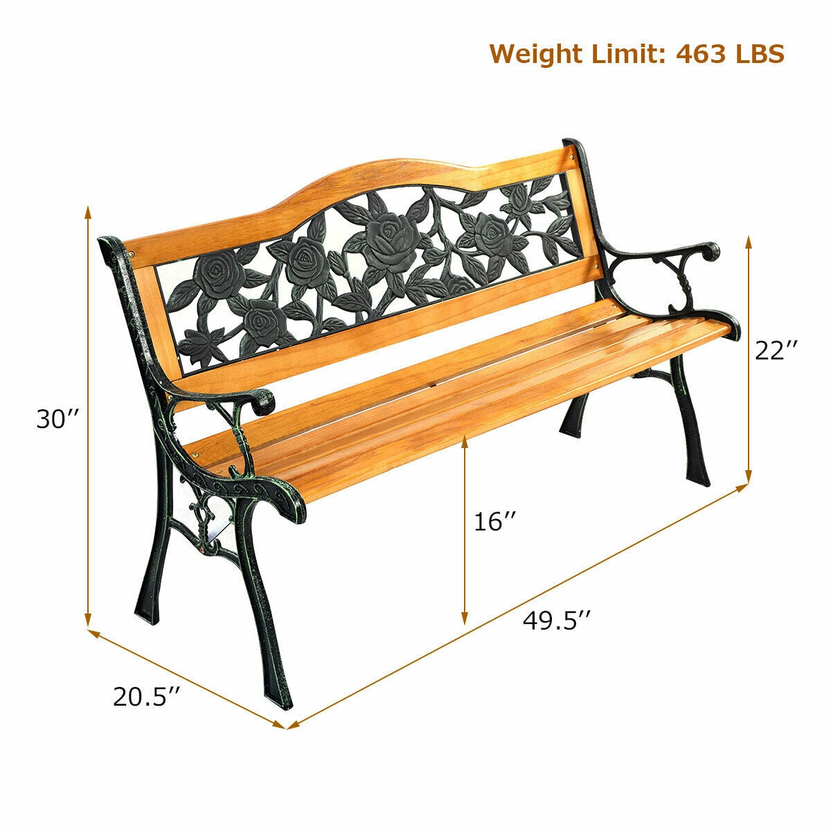 Outdoor Cast Iron Patio Bench Rose Outdoor Benches   at Gallery Canada