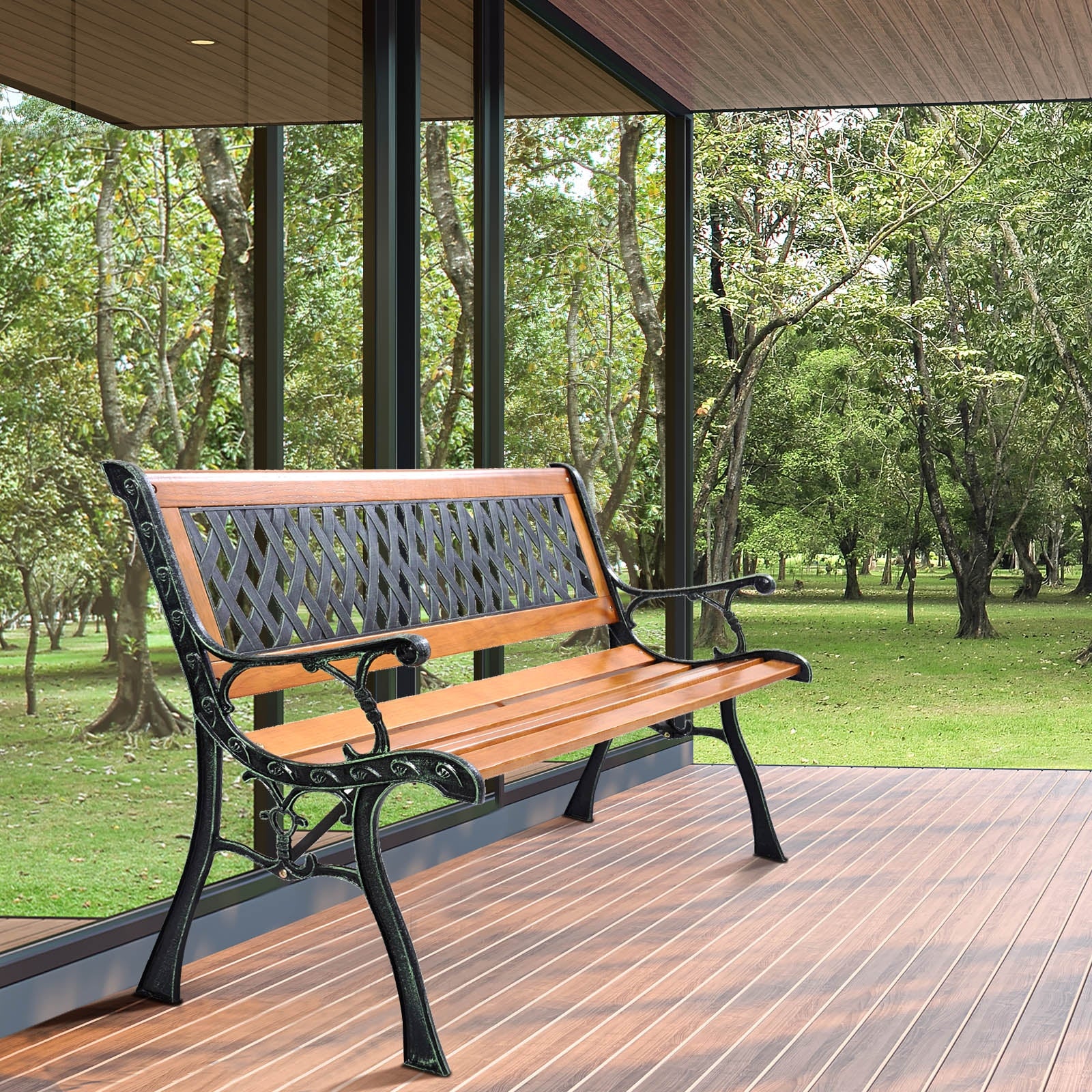 Outdoor Cast Iron Patio Bench Outdoor Benches   at Gallery Canada