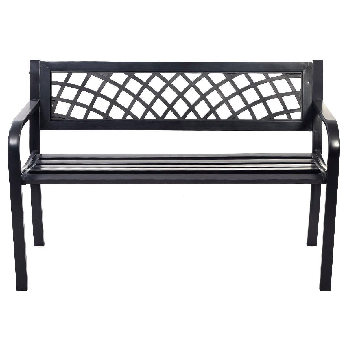 Bench Deck with Steel Frame for outdoor, Black Outdoor Benches   at Gallery Canada