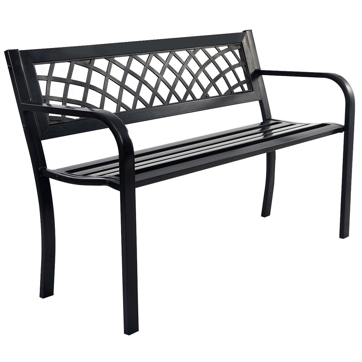 Bench Deck with Steel Frame for outdoor, Black Outdoor Benches   at Gallery Canada