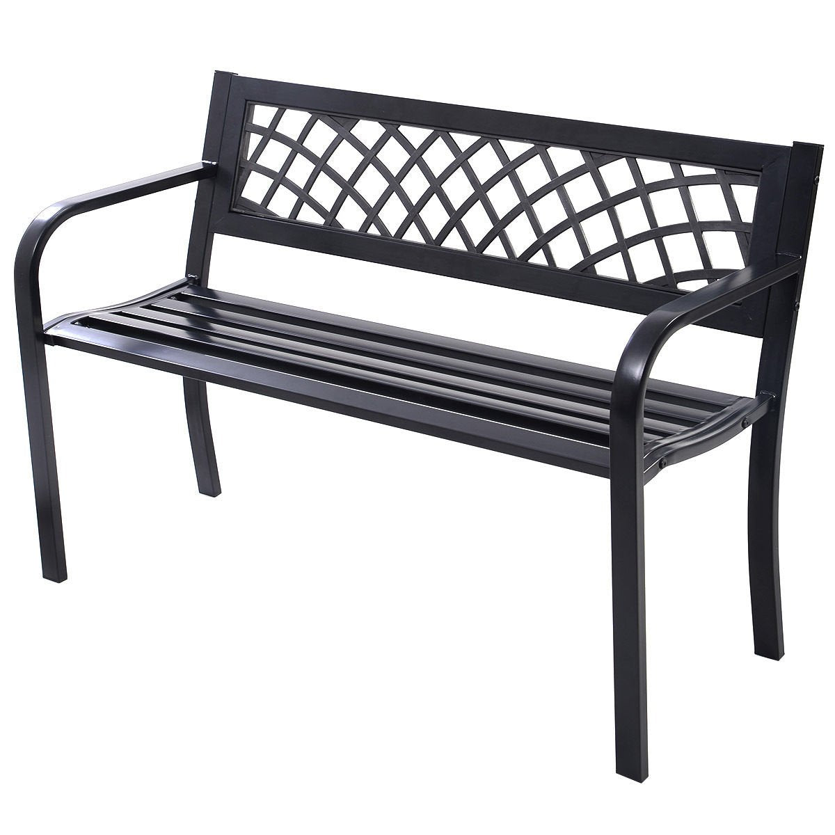 Bench Deck with Steel Frame for outdoor, Black Outdoor Benches   at Gallery Canada