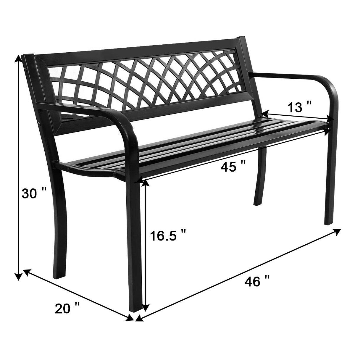 Bench Deck with Steel Frame for outdoor, Black Outdoor Benches   at Gallery Canada