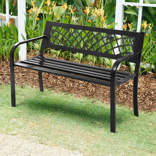 Bench Deck with Steel Frame for outdoor, Black Outdoor Benches   at Gallery Canada