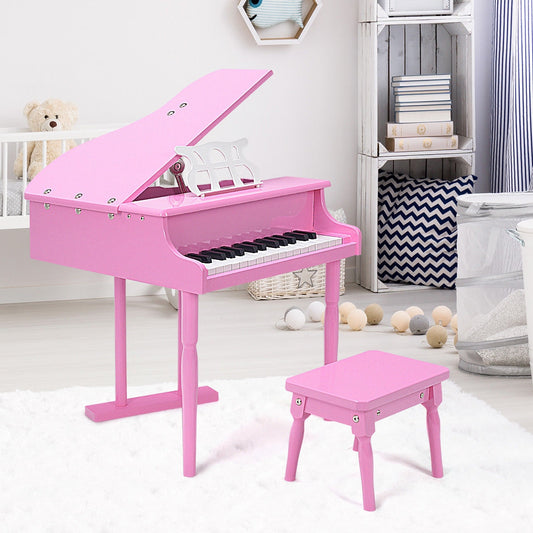 Musical Instrument Toy 30-Key Children Mini Grand Piano with Bench, Pink Pianos & Keyboards Pink  at Gallery Canada