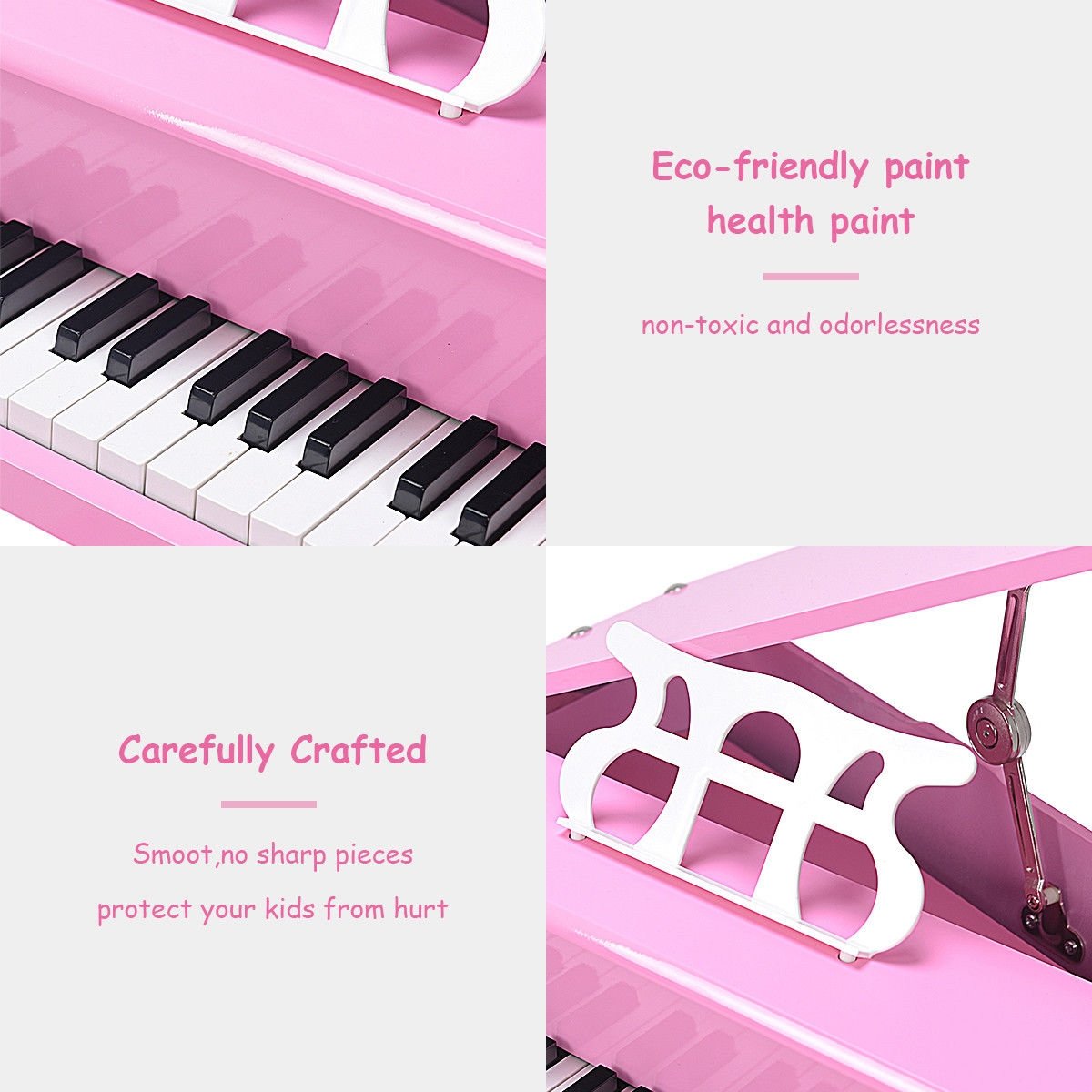 Musical Instrument Toy 30-Key Children Mini Grand Piano with Bench, Pink Pianos & Keyboards   at Gallery Canada