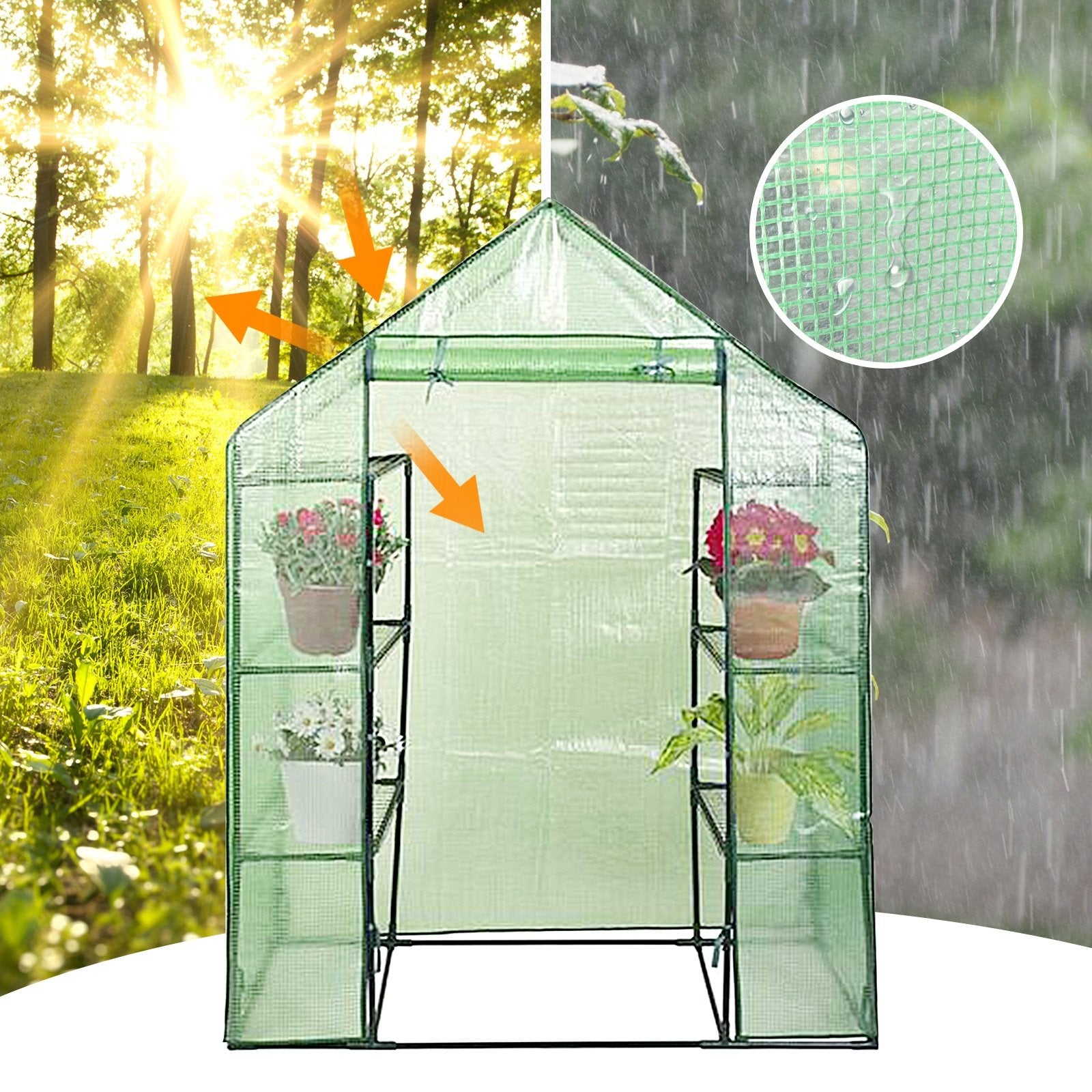 Mini Portable 4 Tier 8 Shelves Walk-in Plant Greenhouse, Green Greenhouses   at Gallery Canada