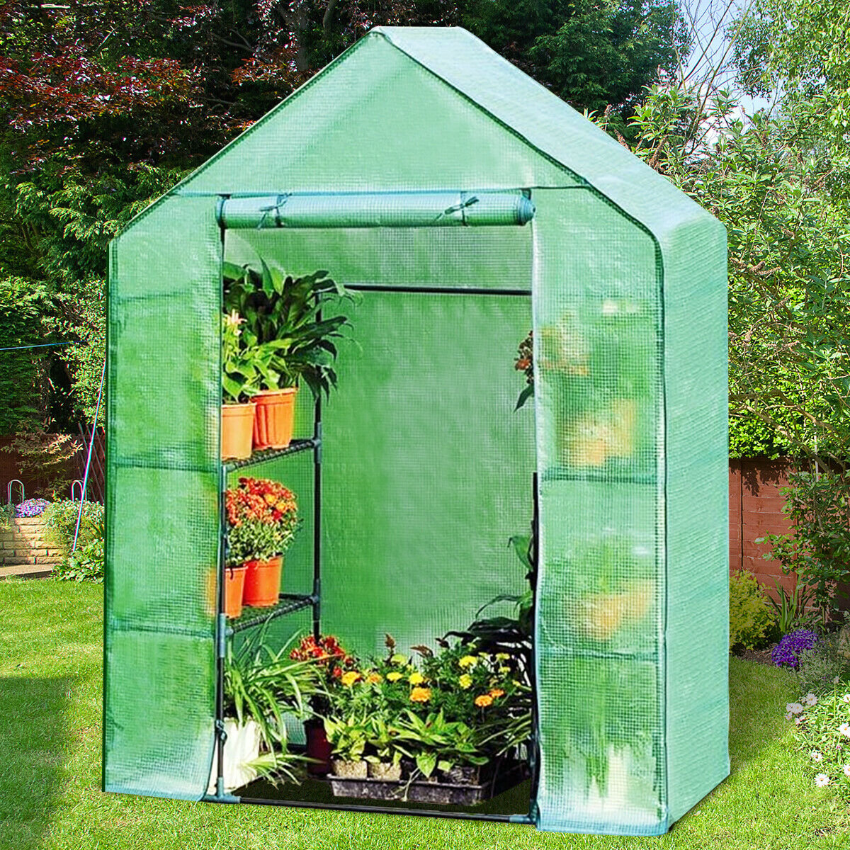 Mini Portable 4 Tier 8 Shelves Walk-in Plant Greenhouse, Green Greenhouses   at Gallery Canada