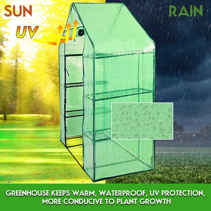 Mini Portable 4 Tier 8 Shelves Walk-in Plant Greenhouse, Green - Gallery Canada