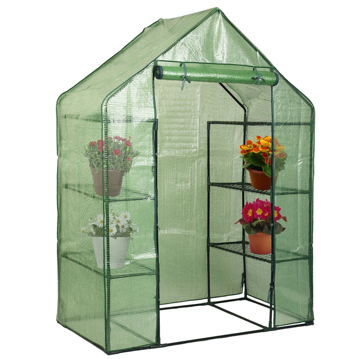 Mini Portable 4 Tier 8 Shelves Walk-in Plant Greenhouse, Green - Gallery Canada