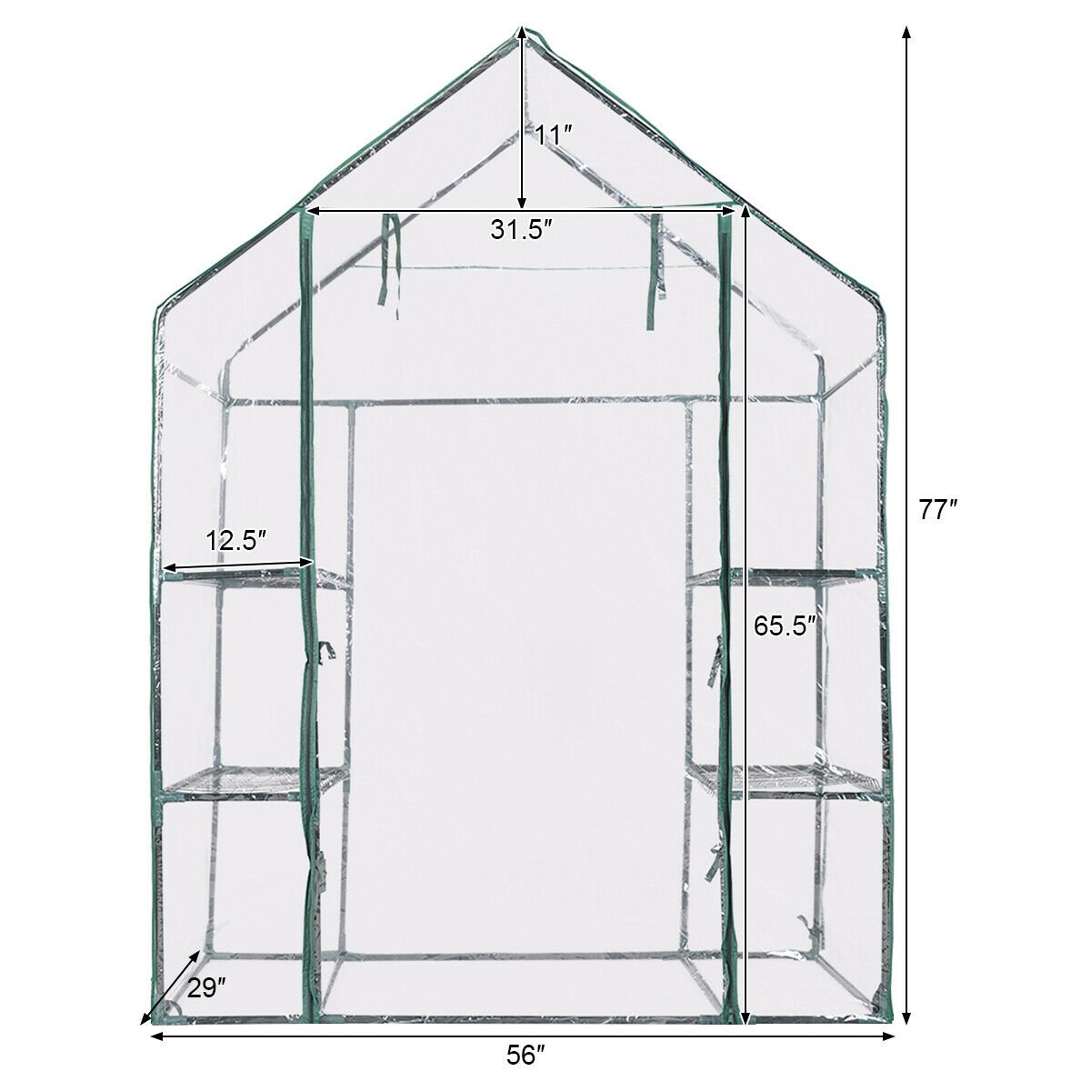 Portable Outdoor 4 Shelves Greenhouse, Transparent - Gallery Canada