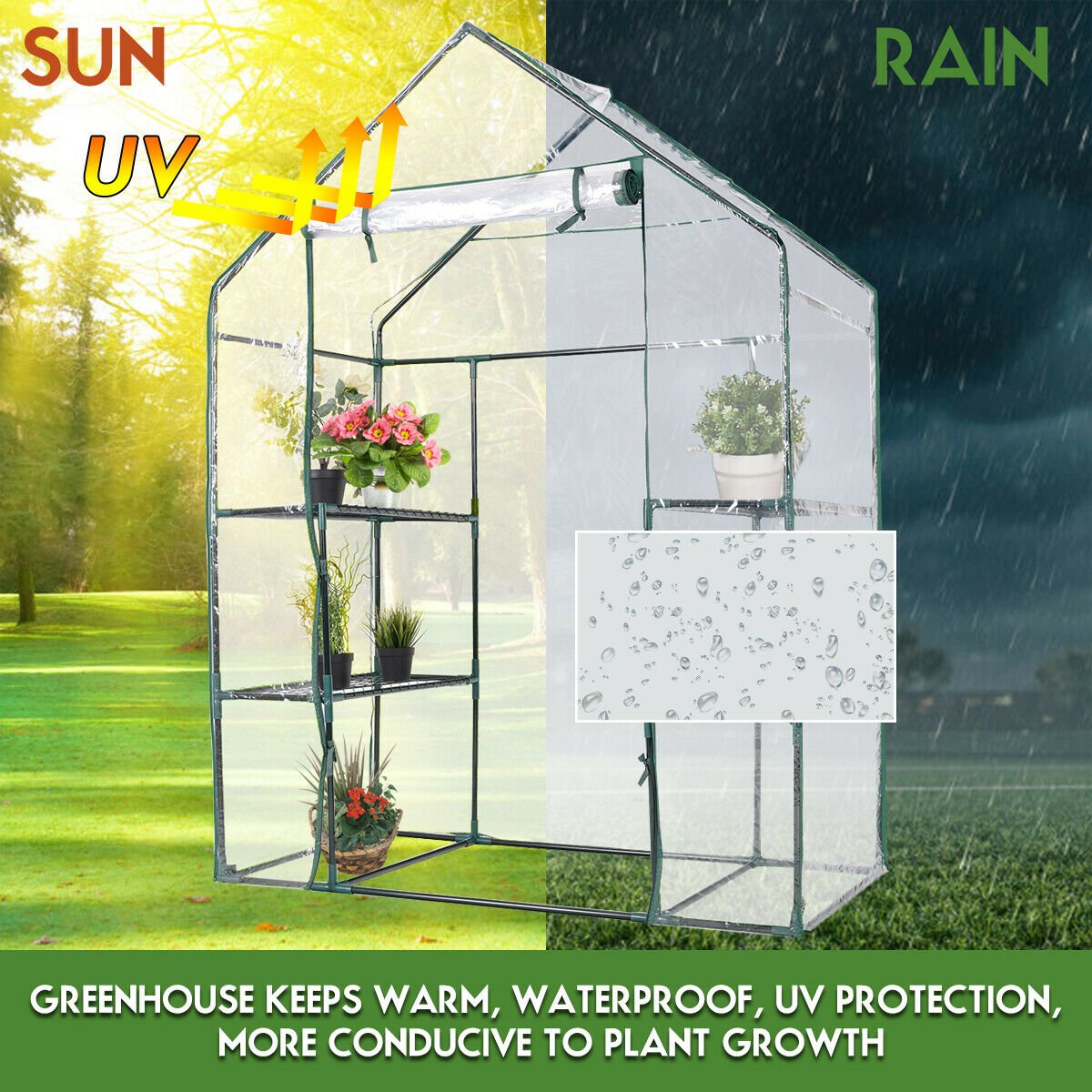 Portable Outdoor 4 Shelves Greenhouse, Transparent - Gallery Canada