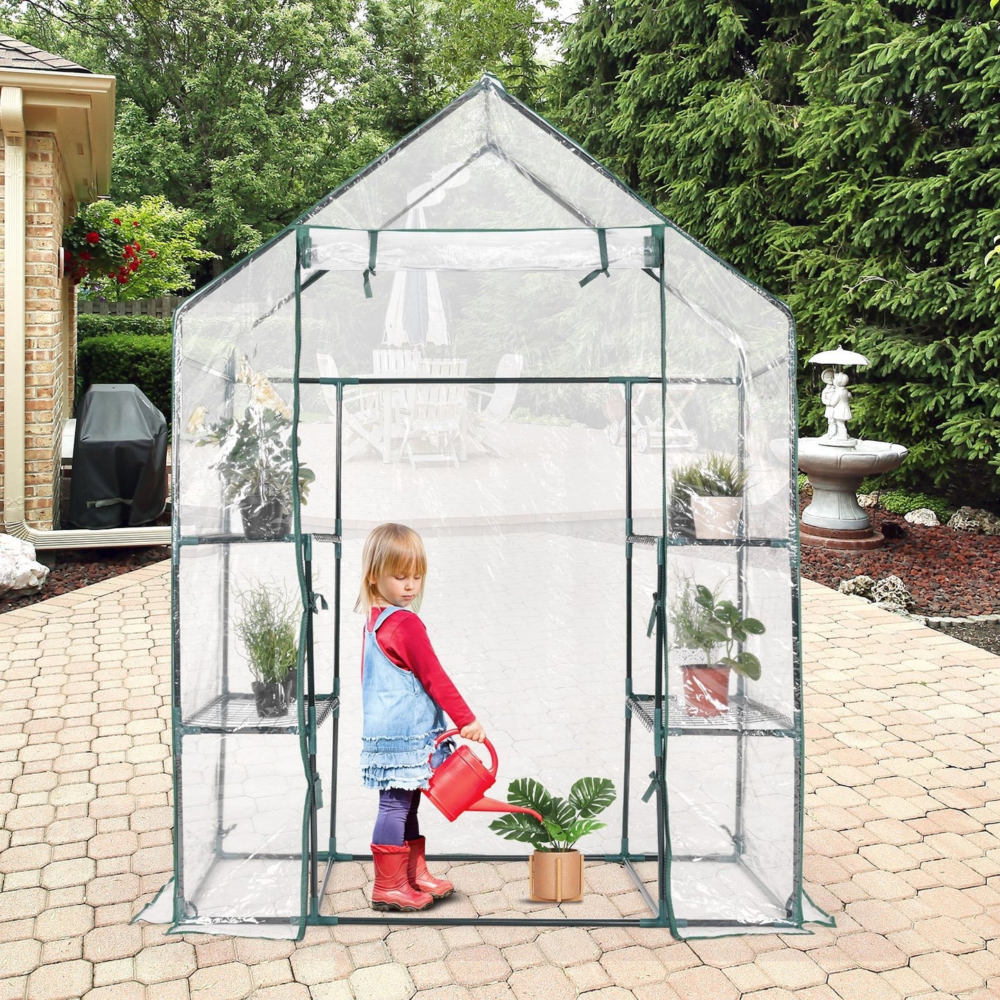 Portable Outdoor 4 Shelves Greenhouse, Transparent - Gallery Canada